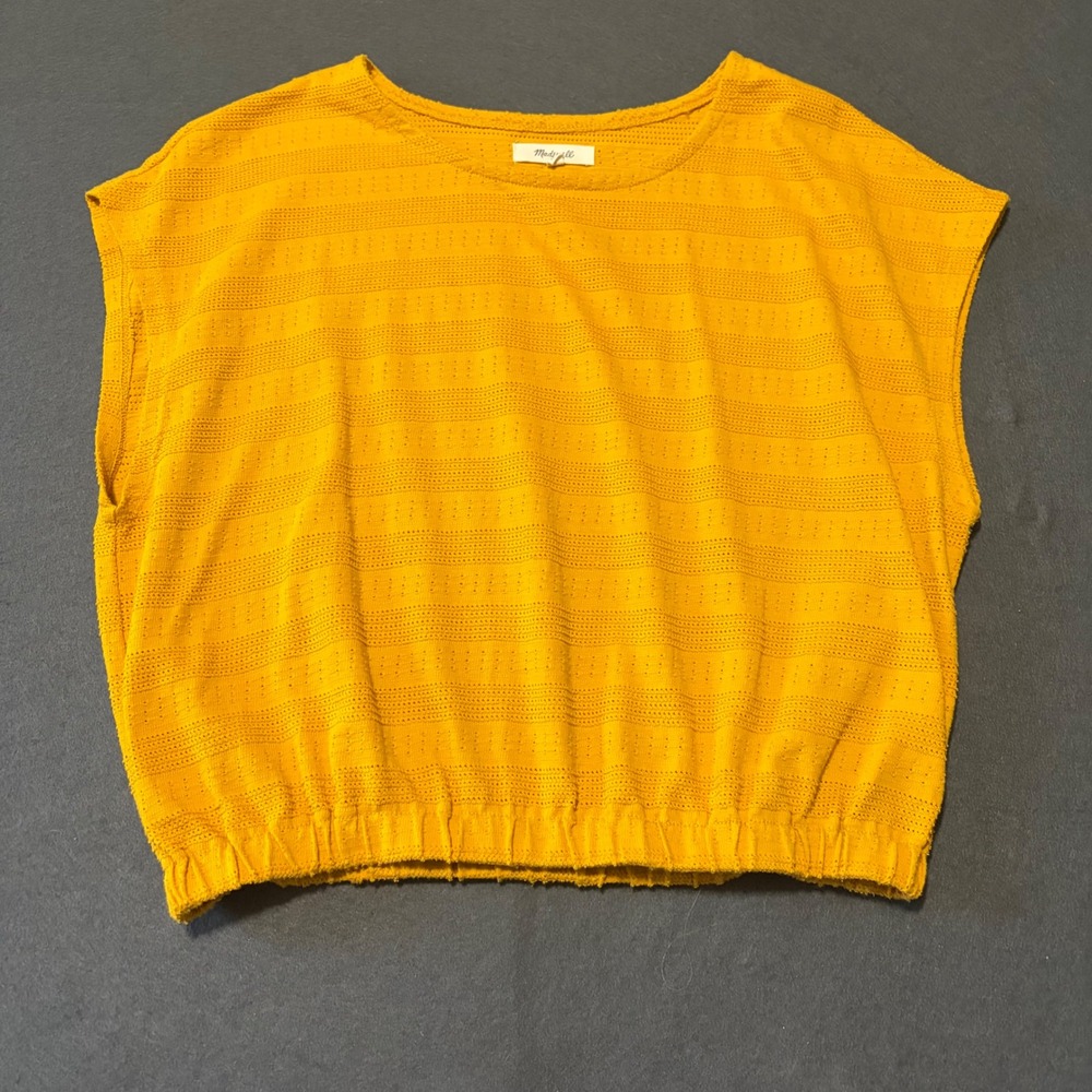 Madewell Pointelle Knit Top Womens M Yellow Cropped Core Boho Whimsigoth Western